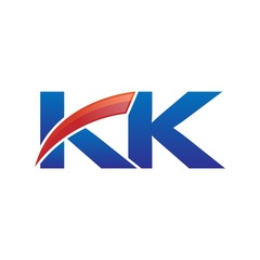 modern vector initial letters logo swoosh kk red blue