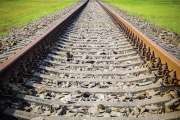 Fototapeta na wymiar Straight rusty railway