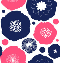 Floral decorative seamless pattern. Vector abstract background in scandinavian style