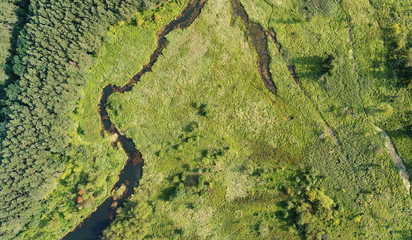 Aerial landscape with natural river