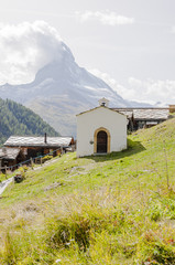 Zermatt, Dorf, Kapelle, Bergkapelle, Findeln, Weiler, Sunnegga, Wanderweg, Alpen, Matterhorn, Wallis, Sommer, Schweiz