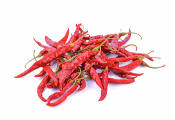 Fototapeta premium Dried red chili or chilli cayenne pepper isolated on white background