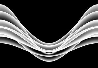 White wave curve wing shape on black background vector illustration.