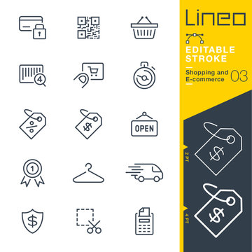 Lineo Editable Stroke - Shopping and E-commerce line icons
Vector Icons - Adjust stroke weight - Expand to any size - Change to any colour