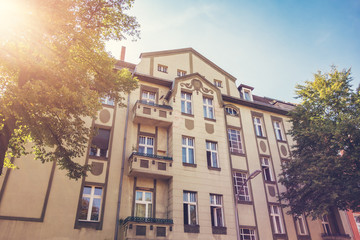 Naklejka premium beautiful historical house in warm sunlight
