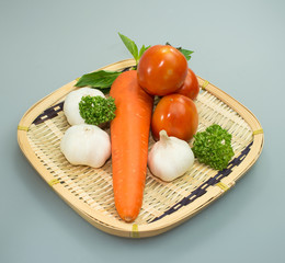 Italian food ingredients on wooden background