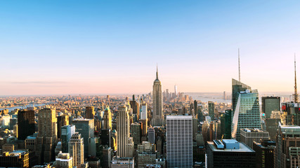 Fototapeta na wymiar Aerial view on the city skyline in New York City, USA