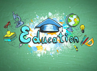 Colorful education sketch on blackboard
