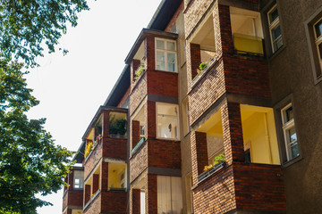 brick balcony in a row