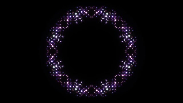 abstract frame and transparent background, alpha channel, flashing stars and light, loop