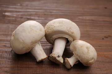 mushrooms on a wooden table