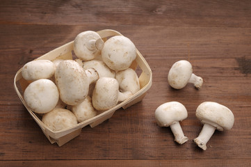 mushrooms on a wooden table