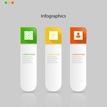 Infographics  3 elements ,step or process presentation timeline template