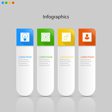 Infographics  4 elements ,step or process presentation timeline template