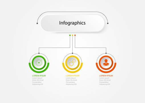 Infographics of 5 elements horizontal , presentration timeline template step option