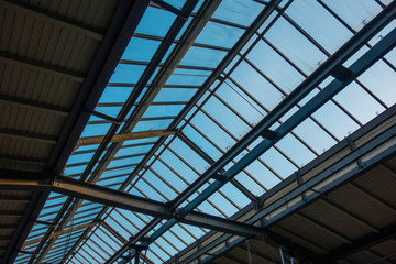 glass roof of train station
