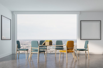 White dining room, two posters