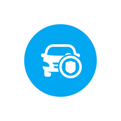 car and shield round icon