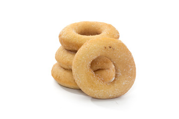 Fried Donuts with sugar topping isolated on white