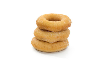 Fried Donuts with sugar topping isolated on white