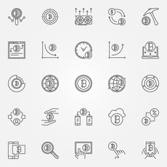 Cryptocurrency icons set. Vector crypto currency modern concept 