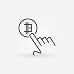 Hand pointing bitcoin vector concept line icon