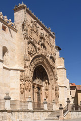 Naklejka premium Entrance of the Gothic church of Santa Maria la Real, Aranda de Duero, Burgos province, Castilla y Leon, Spain