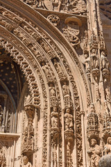Obraz premium Entrance of the Gothic church of Santa Maria la Real, Aranda de Duero, Burgos province, Castilla y Leon, Spain