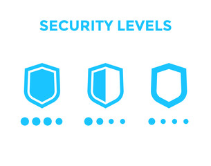 security levels icons with shields