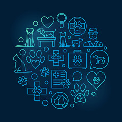 Veterinary vector round blue illustration