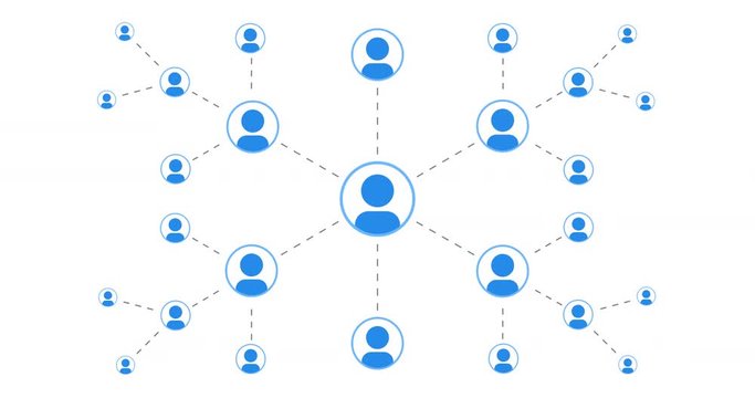 Social network animation, icons with users connected together. Alpha channel.