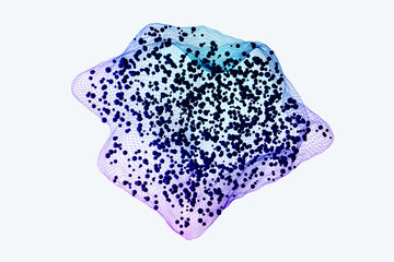 Blue grid backdrop with circles