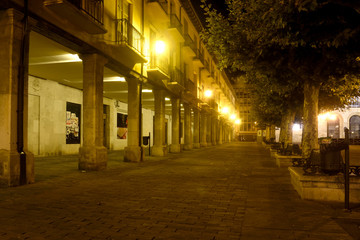 Fototapeta na wymiar nightlife in the main square of Palencia, Castilla y Leon, Spain