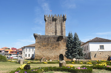 Fototapeta na wymiar Tower of the castle in Chaves, Vila Real, north of Portugal
