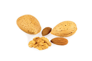 Mixed nuts isolated on white background