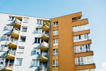 orange plattenbau building at kreuzberg