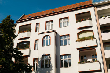 Fototapeta na wymiar apartment house with different balcony