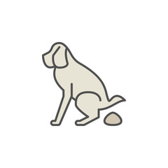 Dog pooping colorful icon
