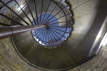 Spiral staircase. Top view.