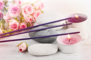 Obraz na płótnie Canvas SPA composition with lavender aroma sticks