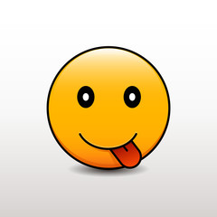 Happy emoticon sticking out his tongue. Vector emoji smiley