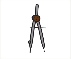 Compass tool for measurements. Vector doodle illustration in eps10