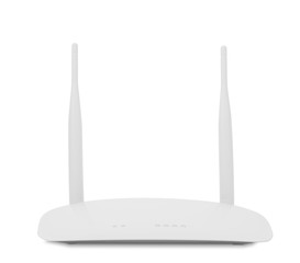 White wi-fi router isolated on a white background. Clipping path