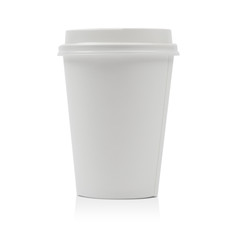Takeaway paper coffee cup isolated on a white background