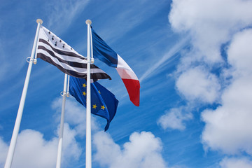 Fahne der Bretagne, Frankreich und Europa