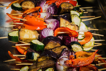 Shish kebab from vegetables.