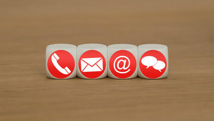 red contact us icons on cubes