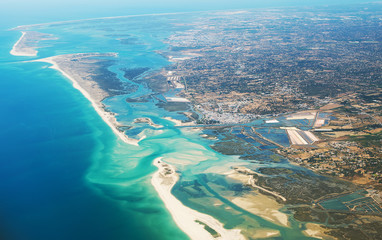 Aerial view of Olhão, Algarve, Portugal.