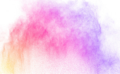 abstract multicolored powder splatted on white background,Freeze motion of color powder exploding