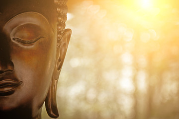 the Head of Buddha Statue. - obrazy, fototapety, plakaty